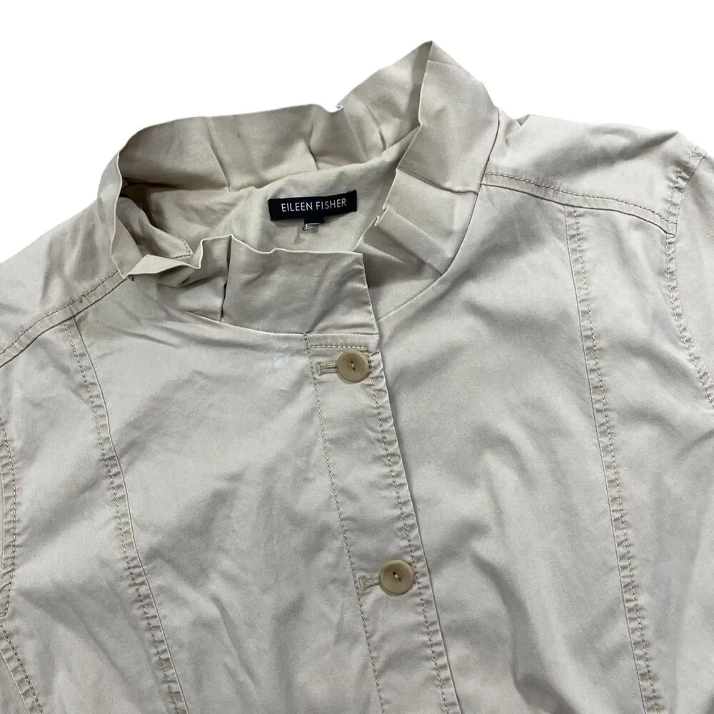 Eileen Fisher Medium Beige Jacket Medium‎ Weight Cotton Blend (READ) no size tag